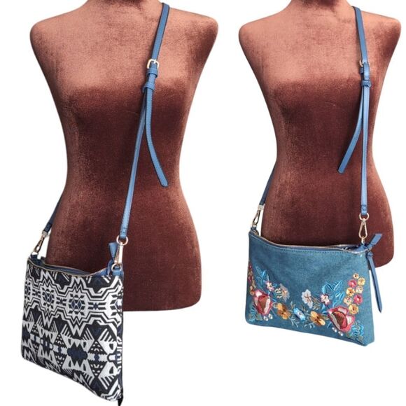 Denim embroidered reversible bag Johnny was style - Picture 2 of 7